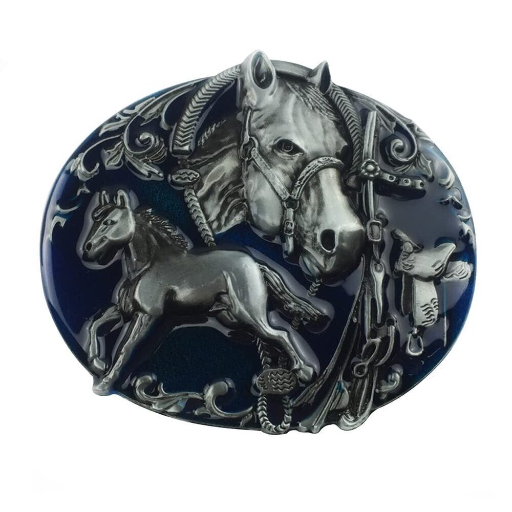 8459 Vintage Horse Celtic Style Belt Buckle, Western Cowboy Belt